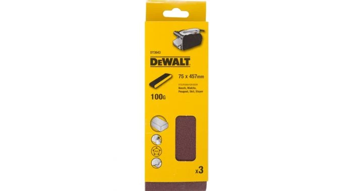 DeWalt DT3643 Bandes de ponçage - G100 - 75x457mm (3pce.) - DT3643-QZ